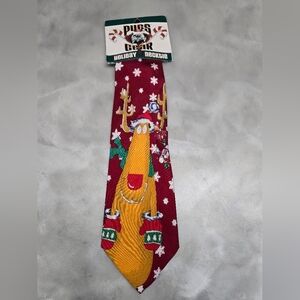 Pugs Gear Silk Holiday Office Party Reindeer Tie